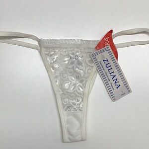 Zuliana Size Large White Lace Thong. New With Tags.